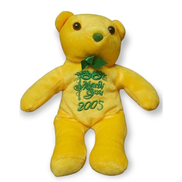 Mardi Gras 2005 Stuffed Yellow Plush Bear - Picture 1 of 5